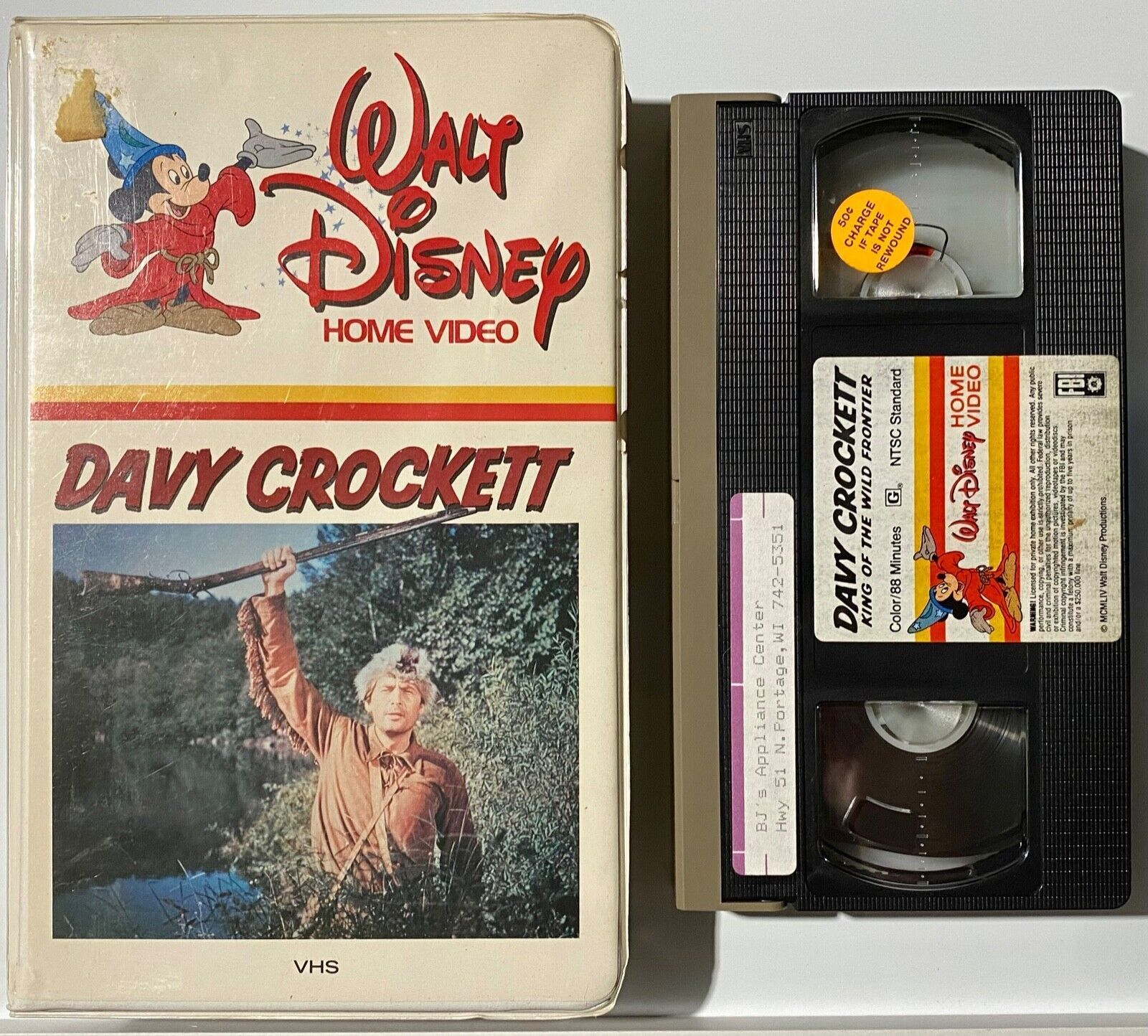 Davy Crockett Walt Disney Home Video White Clamshell VHS 1980s Tested