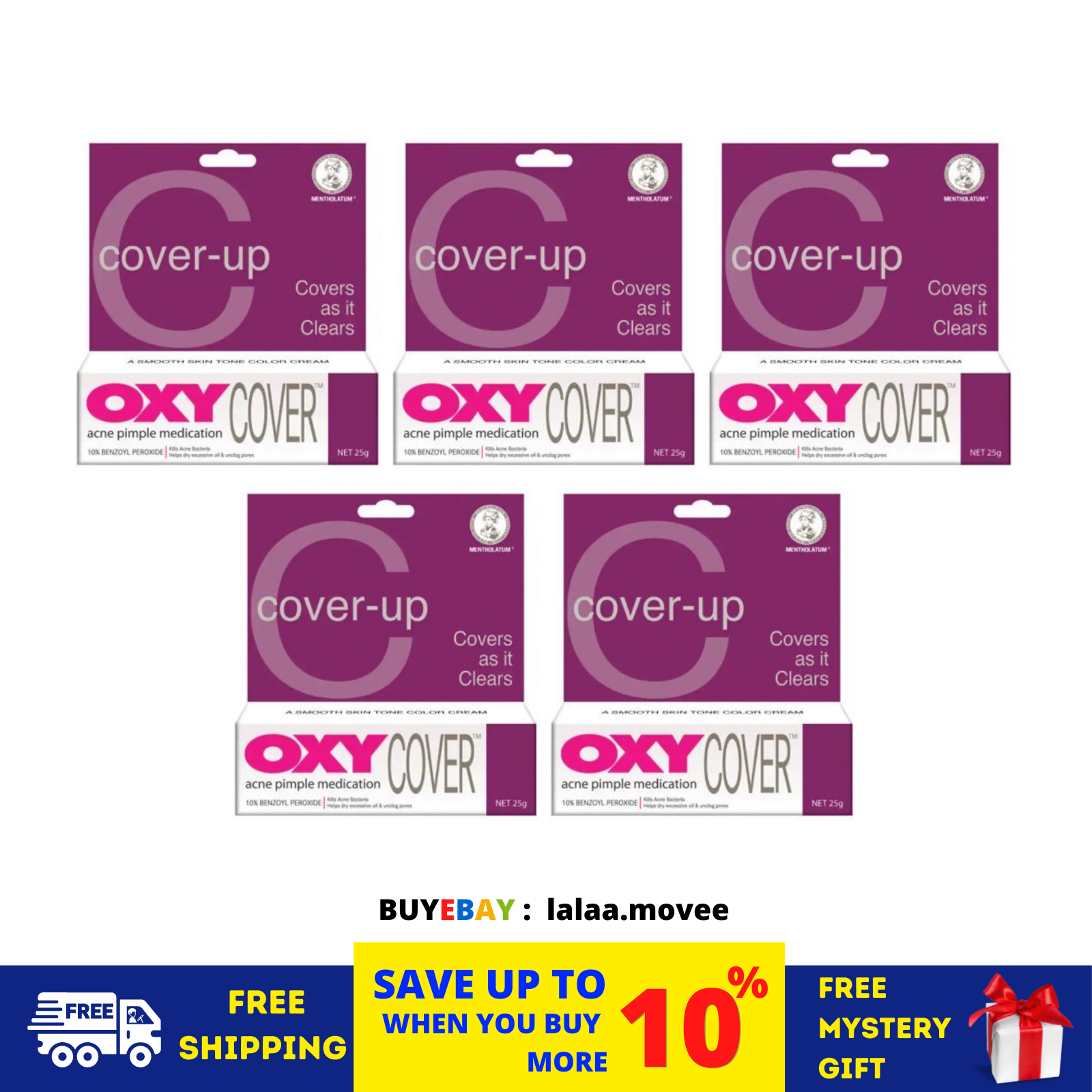 5 X OXY Cover Up 10 Benzoyl Peroxide Acne Pimple Medication Cream 25g