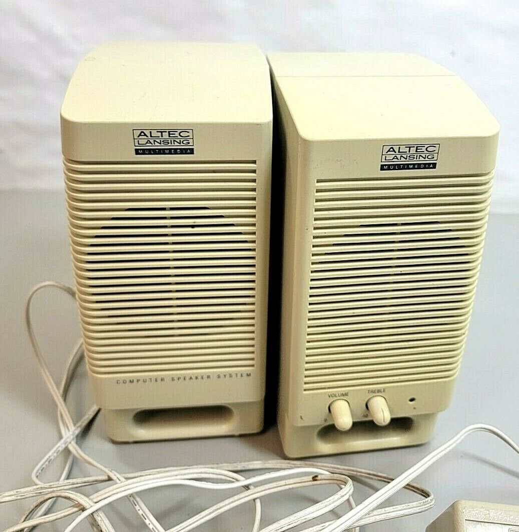 Vintage Beige Altec Lansing Acs Computer Speakers System No Sub