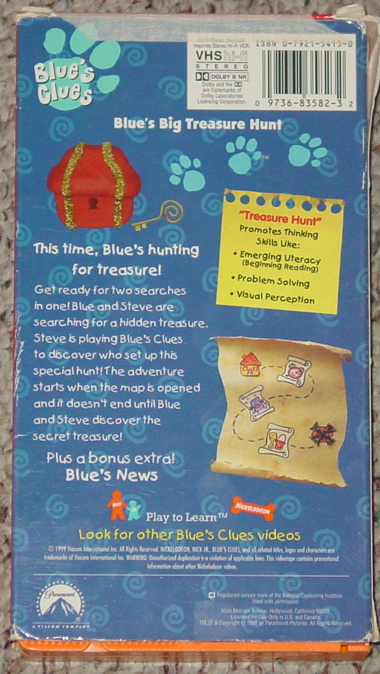 Blues Clues Blues Big Treasure Hunt VHS 1999 Epcomcolombia