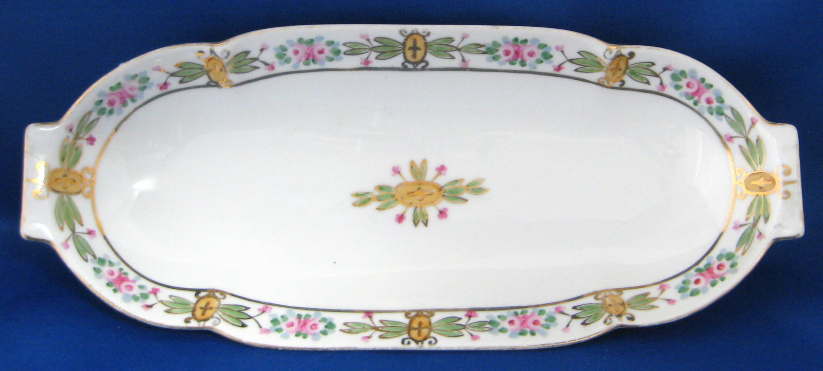 Nippon Celery Dish Hand Painted Roses Porcelain Oval Serving Dish S