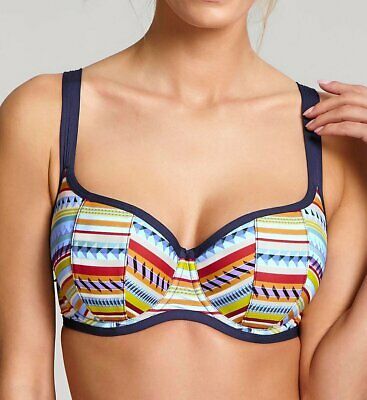 Panache STRIPE MULTI Aspen Balconette Bikini Swim Top US 38H UK 38FF