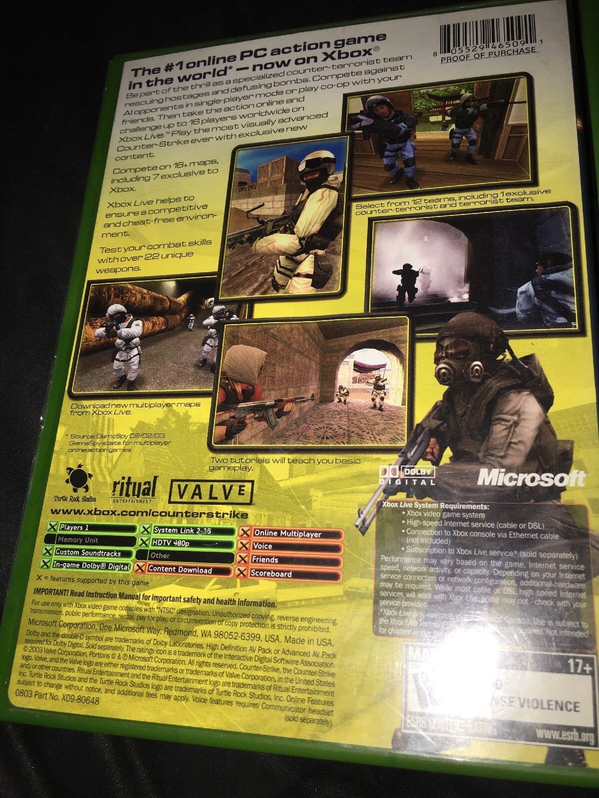 Counter Strike Microsoft Xbox Original Release Game Excellent