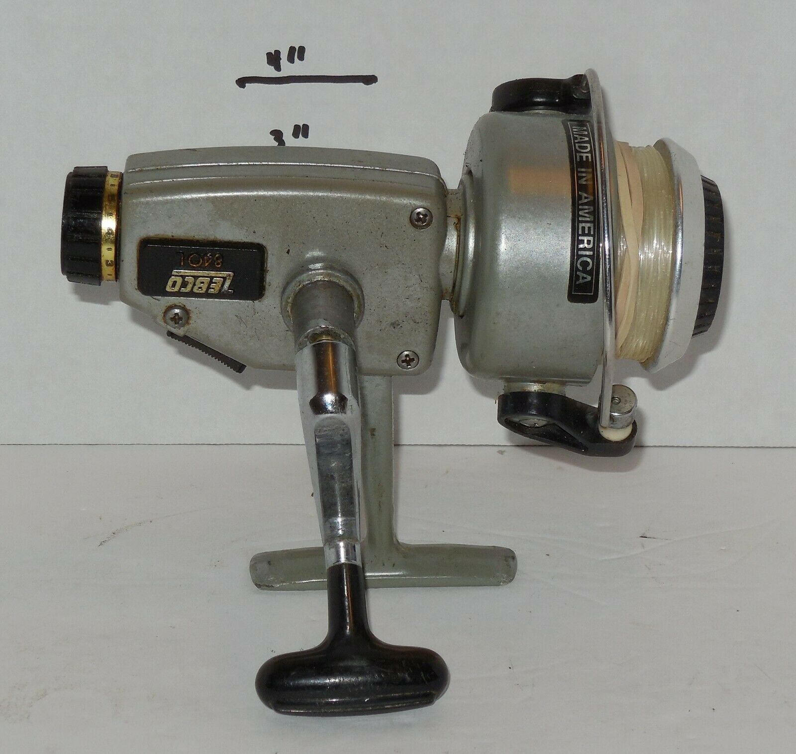 Vintage Zebco Omega 840L SIlver Spinning Fishing Reel Vintage