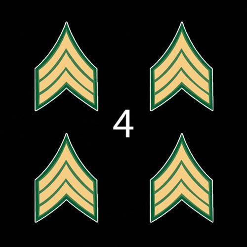 US Army Rank Sergeant E5 1 3 4 Four Decal Sticker Lot Exterior