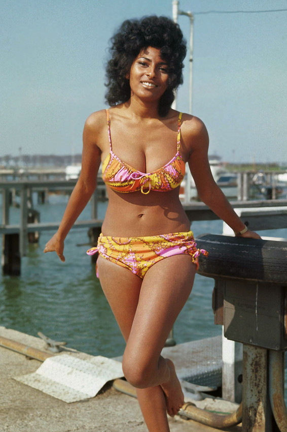 Pam Grier Sexy Busty Pin Up Glamour Pose Barefoot Bikini 1970 S 18x24