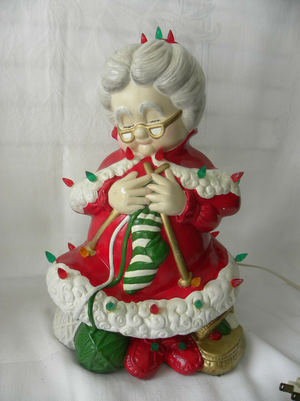 Vint Atlantic Mold Handmade Ceramic Lighted Christmas Santa Mrs