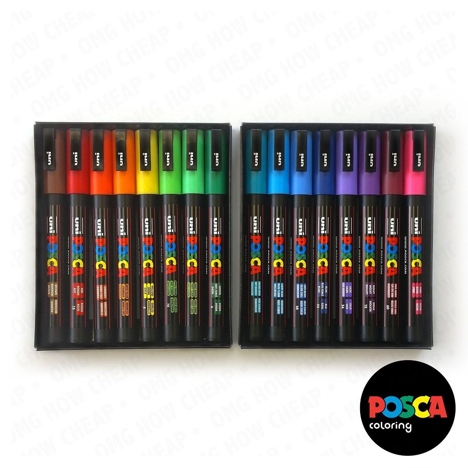 Uni Posca PC 3M Paint Markers Pens Full Set Of 16 2 Gift Boxes