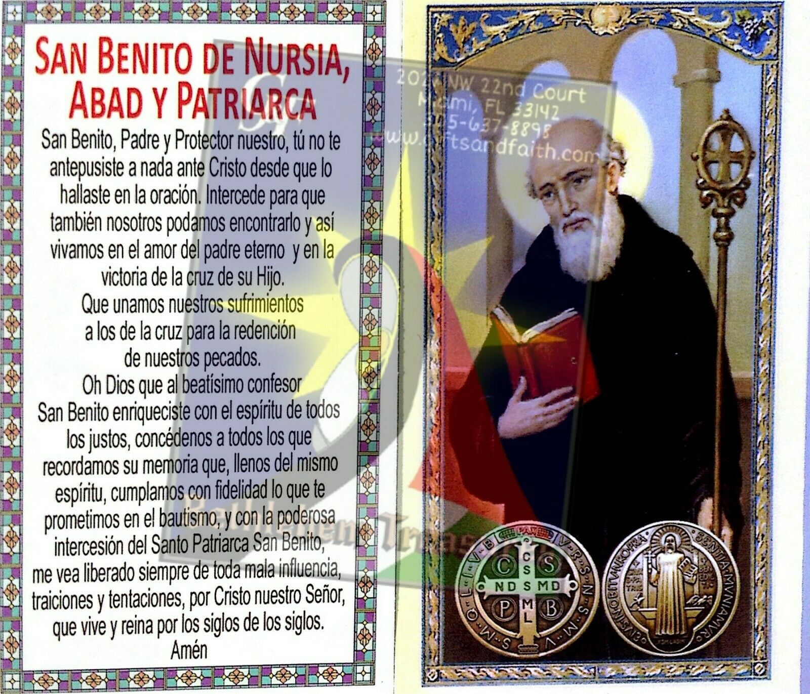 6 San Benito Estampa Oracion Saint Benedict Laminated Prayer Holy Card