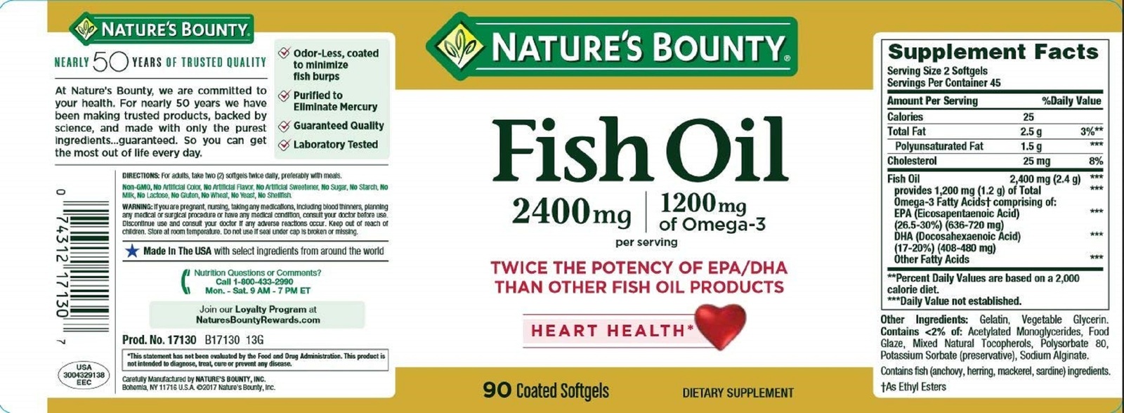 Nature S Bounty Fish Oil Mg Softgels Ea Vitamins Minerals