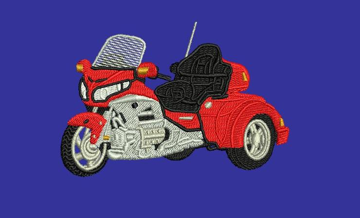 Honda Goldwing Trike Motorcycle Filled Embroidery Design Digital