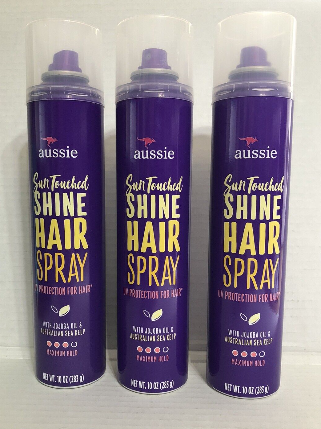 Aussie Sun Touched Shine Hairspray Max Hold Jojoba Oil Sea Kelp Oz Ea New Gel Mousse