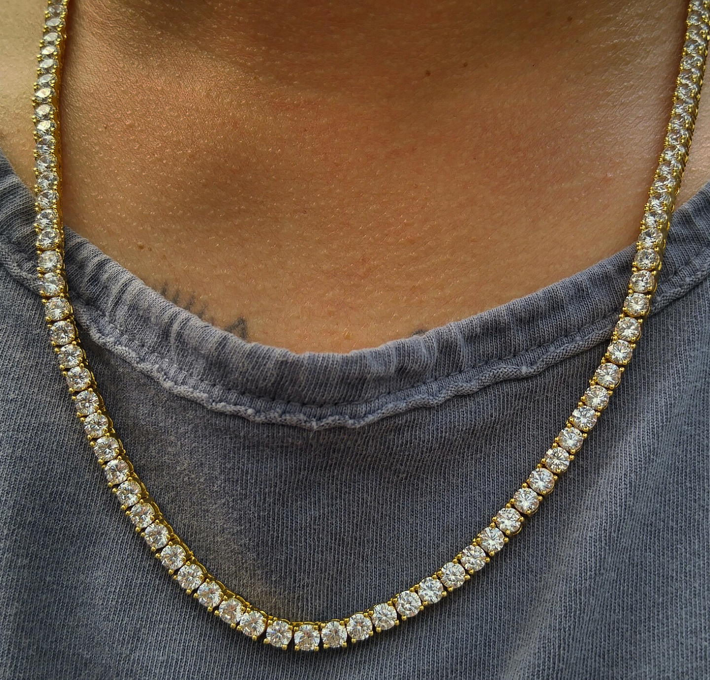 Iced Out Gold Hip Hop Diamond Tennis Chain Necklace Chains Necklaces