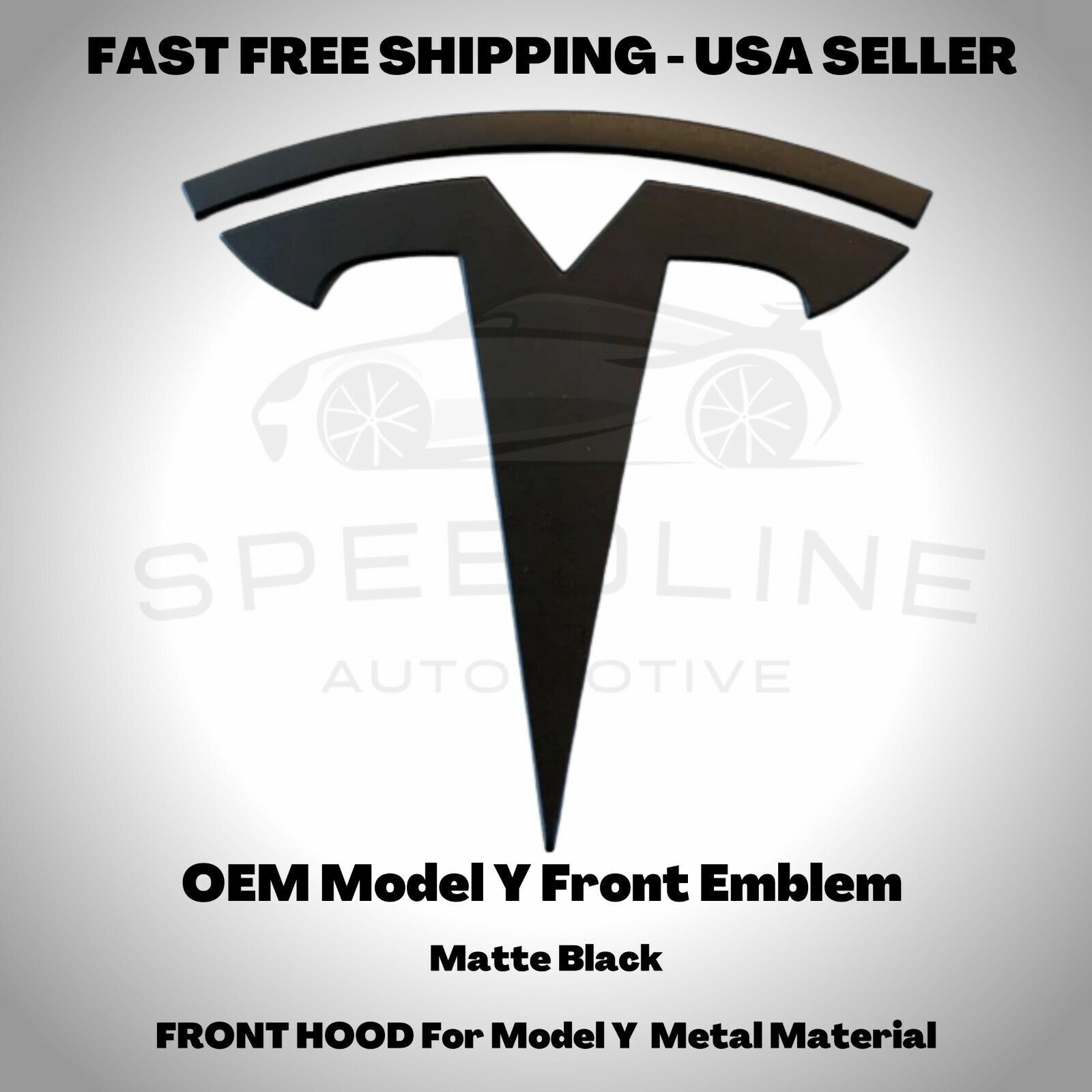 Tesla Model Y Front Hood Emblem Matte Black Frunk T Badge Logo Oem