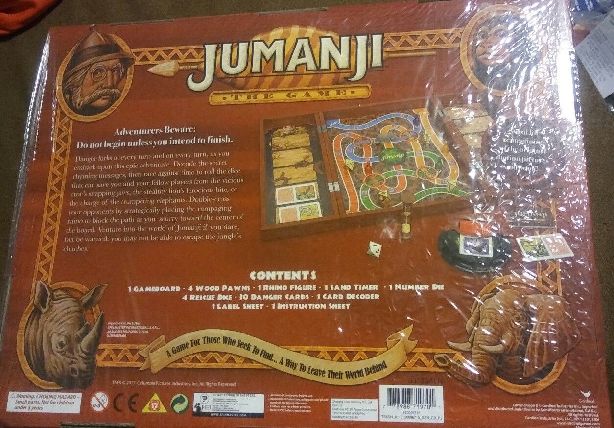 Jumanji The Board Game In Real Wood Box Cardinal Edition Sealed 2017