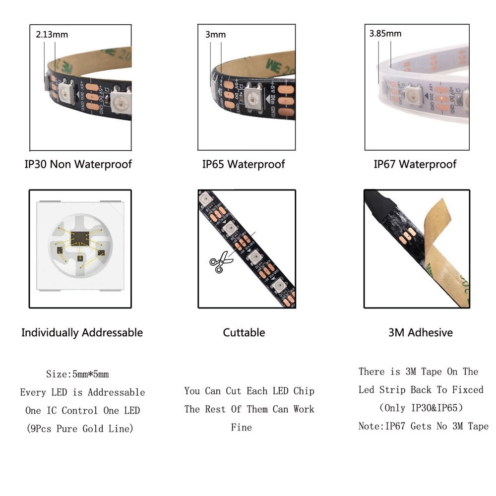 WS2812B Individually Addressable IC WS2812 Smart 5050SMD RGB Led Strip