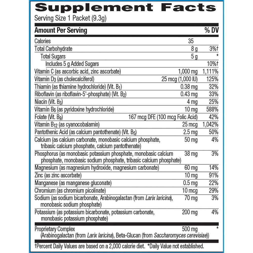 Emergen C Immune Plus Fizzy Drink Mix Vitamin C 1000mg Super Orange