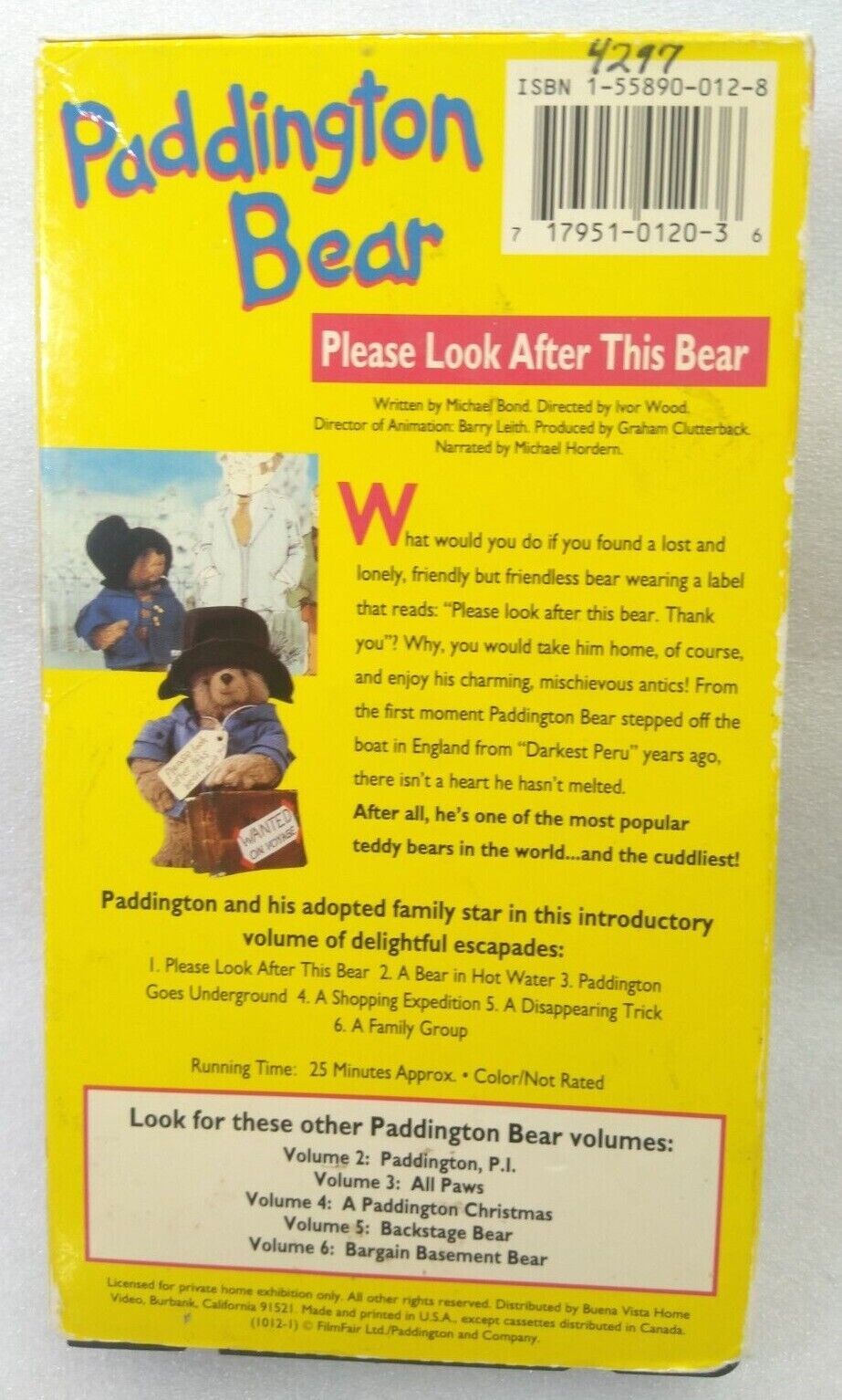 VHS Paddington Bear Please Look After This Bear Vol 1 VHS 1990