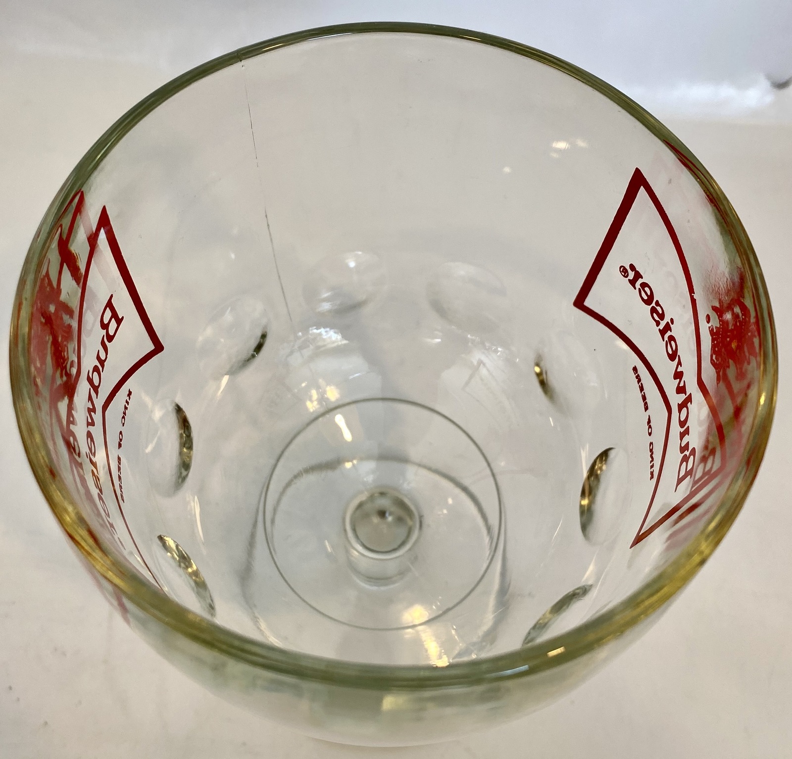 BUDWEISER BEER Red Bow Tie Logo Thumbprint Stemmed Beer Goblet