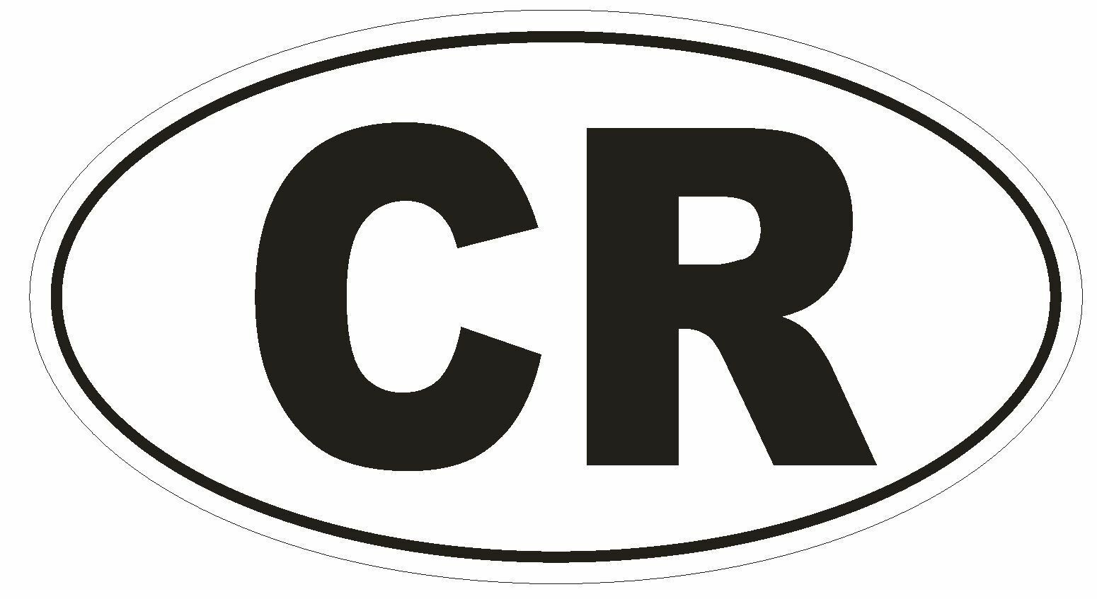 CR Costa Rica Country Code Oval Bumper Sticker Or Helmet Sticker D895