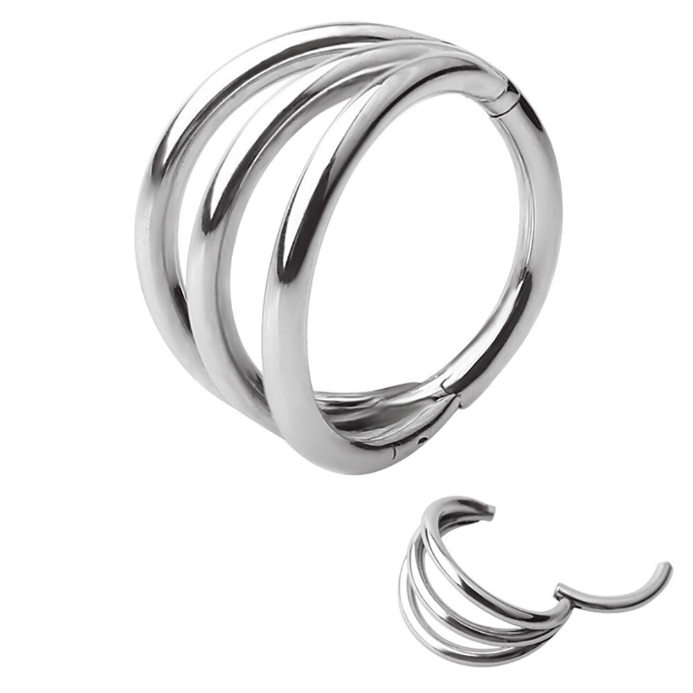 Right Grand Astm F Titanium G Three Rings Septum Clicker Ring Nose