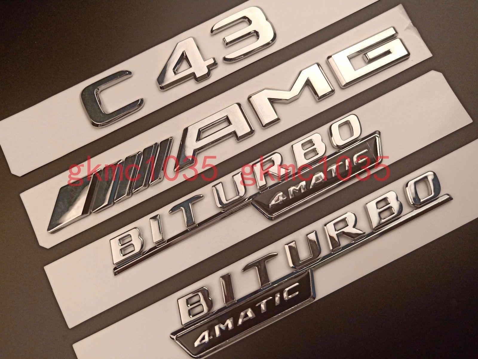 2018 Flat Chrome C43 AMG BITURBO 4MATIC Emblem Badge For Mercedes Benz