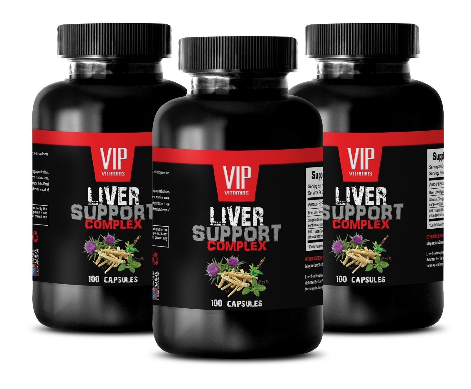 Liver Detox Pills Liver Complex Mg Ginseng Capsules Bottles