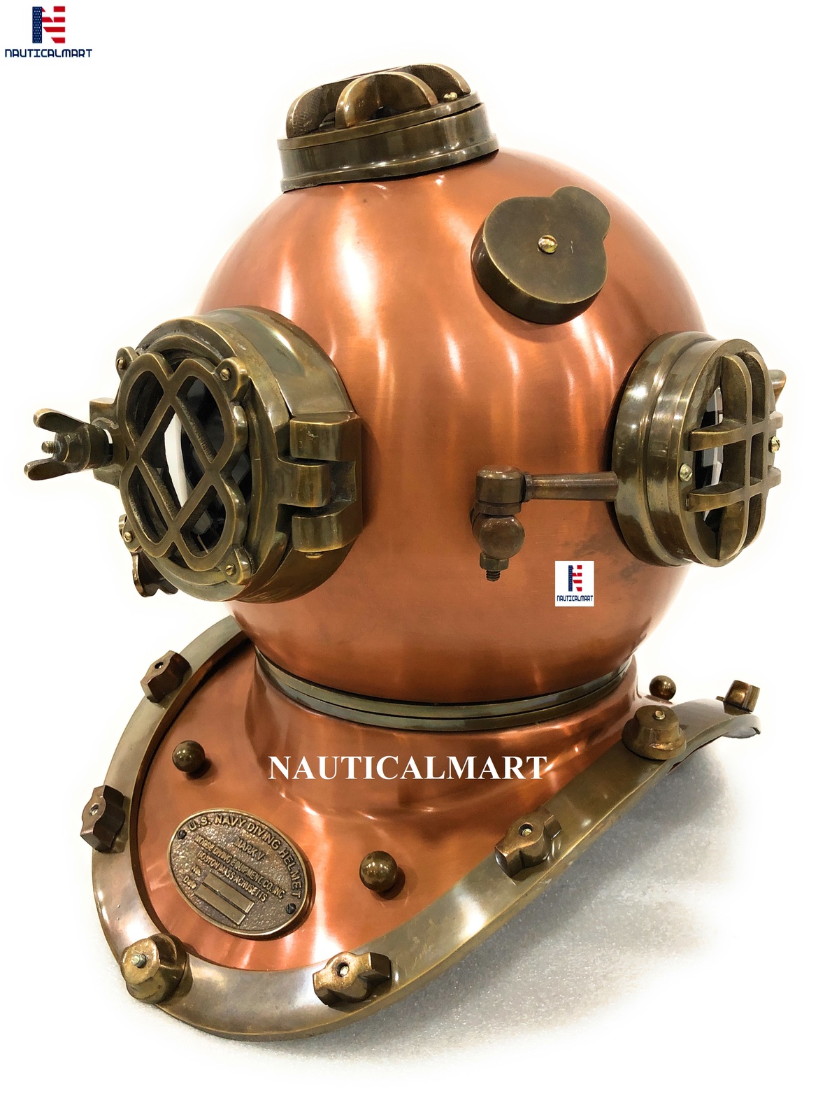 NauticalMart Copper Brass US Navy Mark V Diving Divers Helmet 18