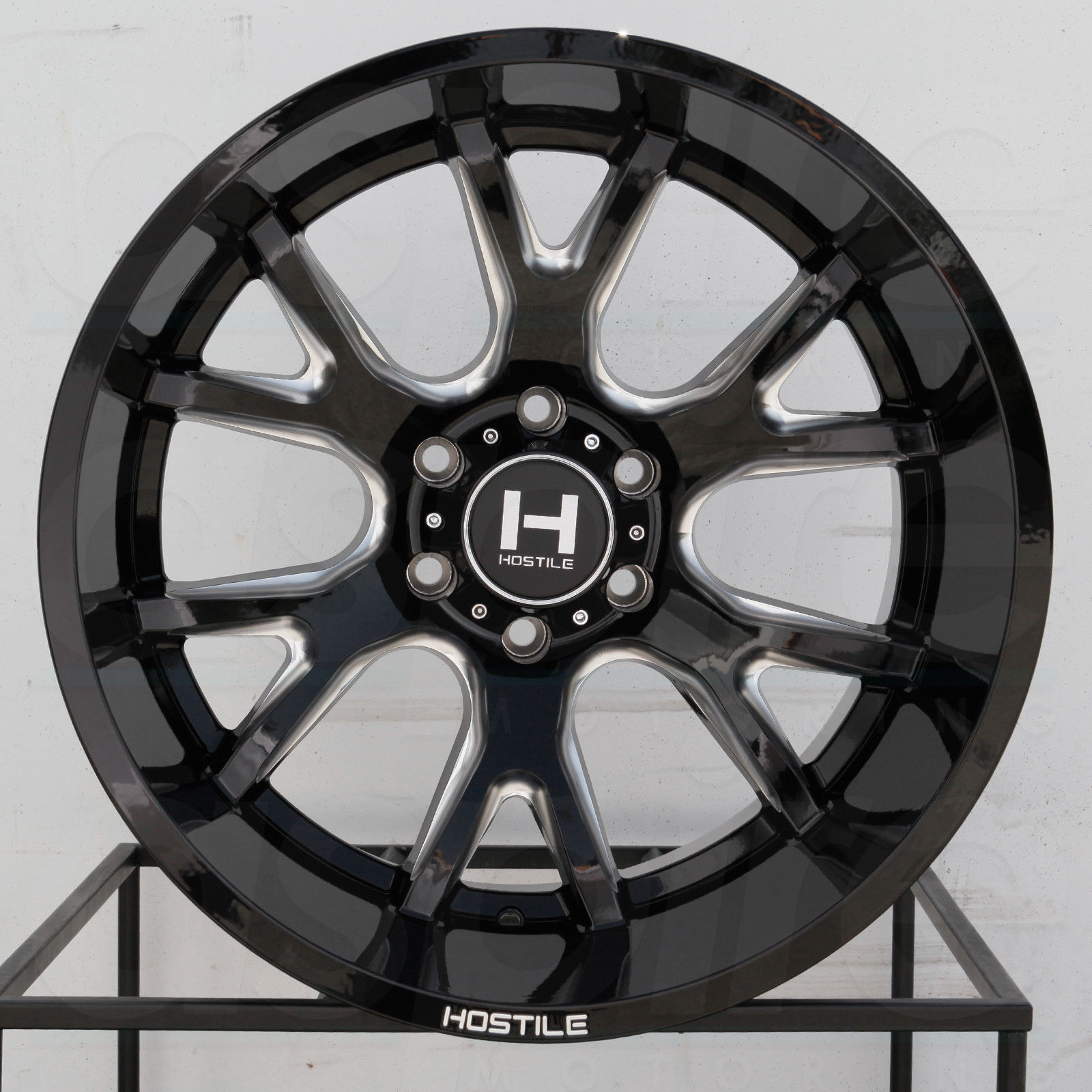 One 22x12 Hostile H113 Rage 8x170 44 Black Milled Wheels Rims Wheels