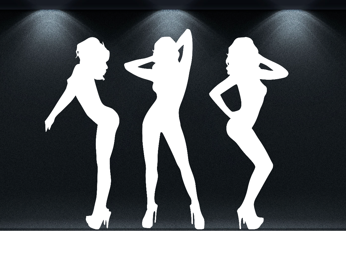 Sexy Female Dancing Strippers Naked Shadow Silhouette Wall Mural Decal