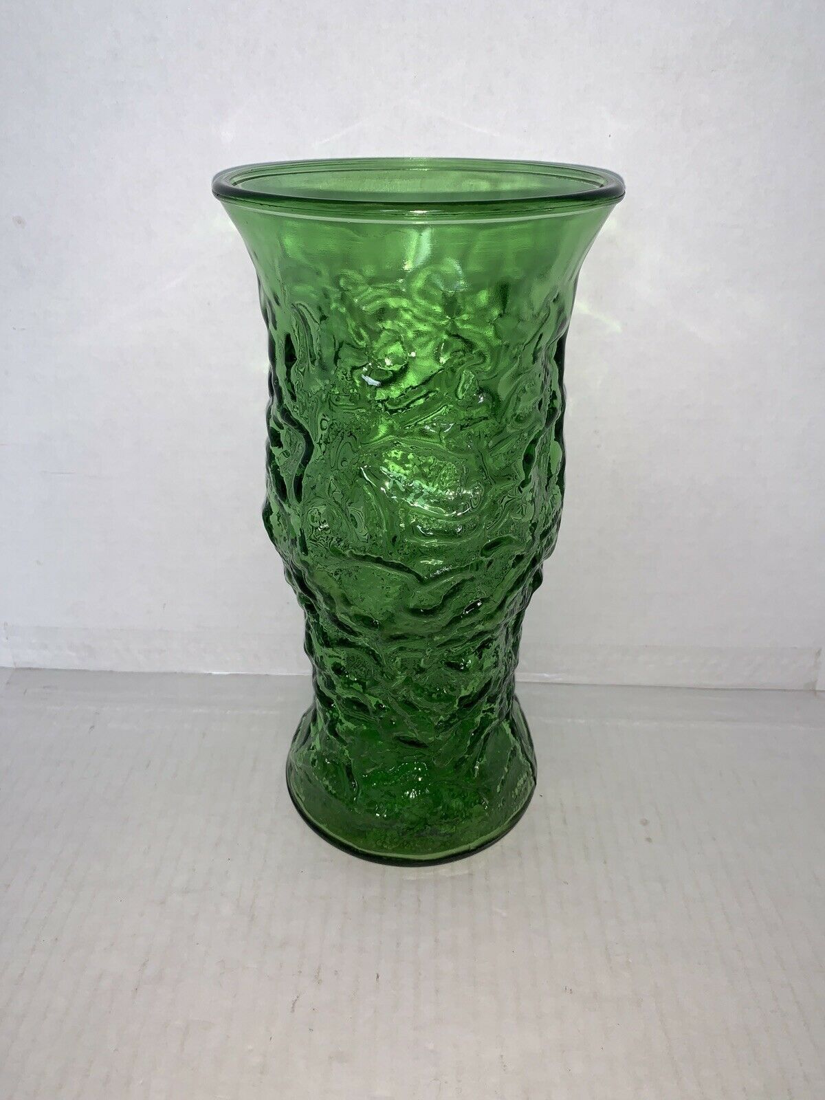 Collectible Glass Art Collectibles Vintage Hoosier Emerald Green Textured Glass Vase No Etna