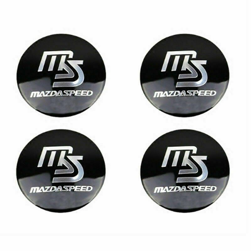 4X RED BLACK 2 2 56mm MS MazdaSpeed Emblem Wheel Center Hub Caps