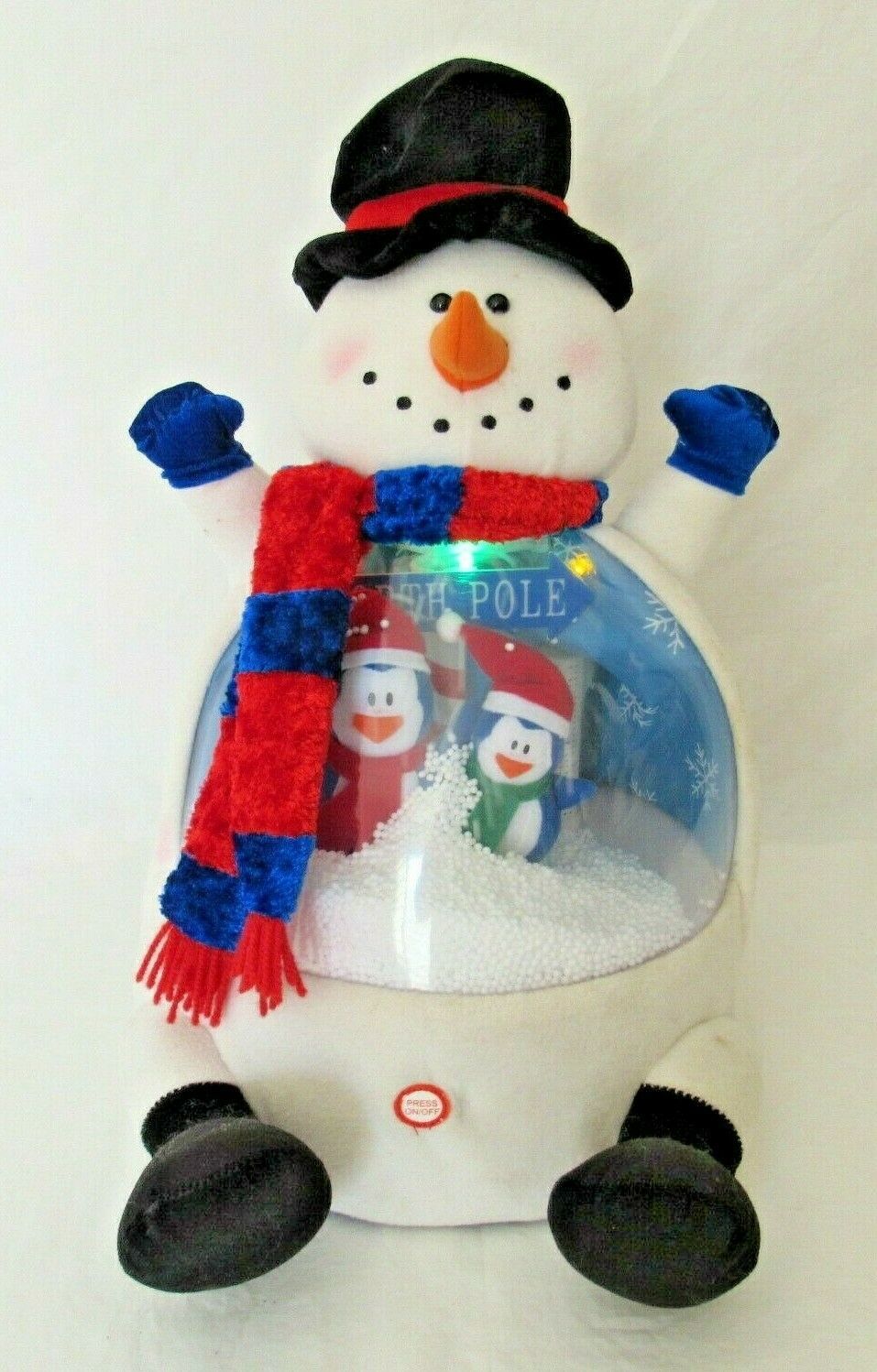 Snowman Snow Globe Lights Plush Musical Animated Penguins Christmas