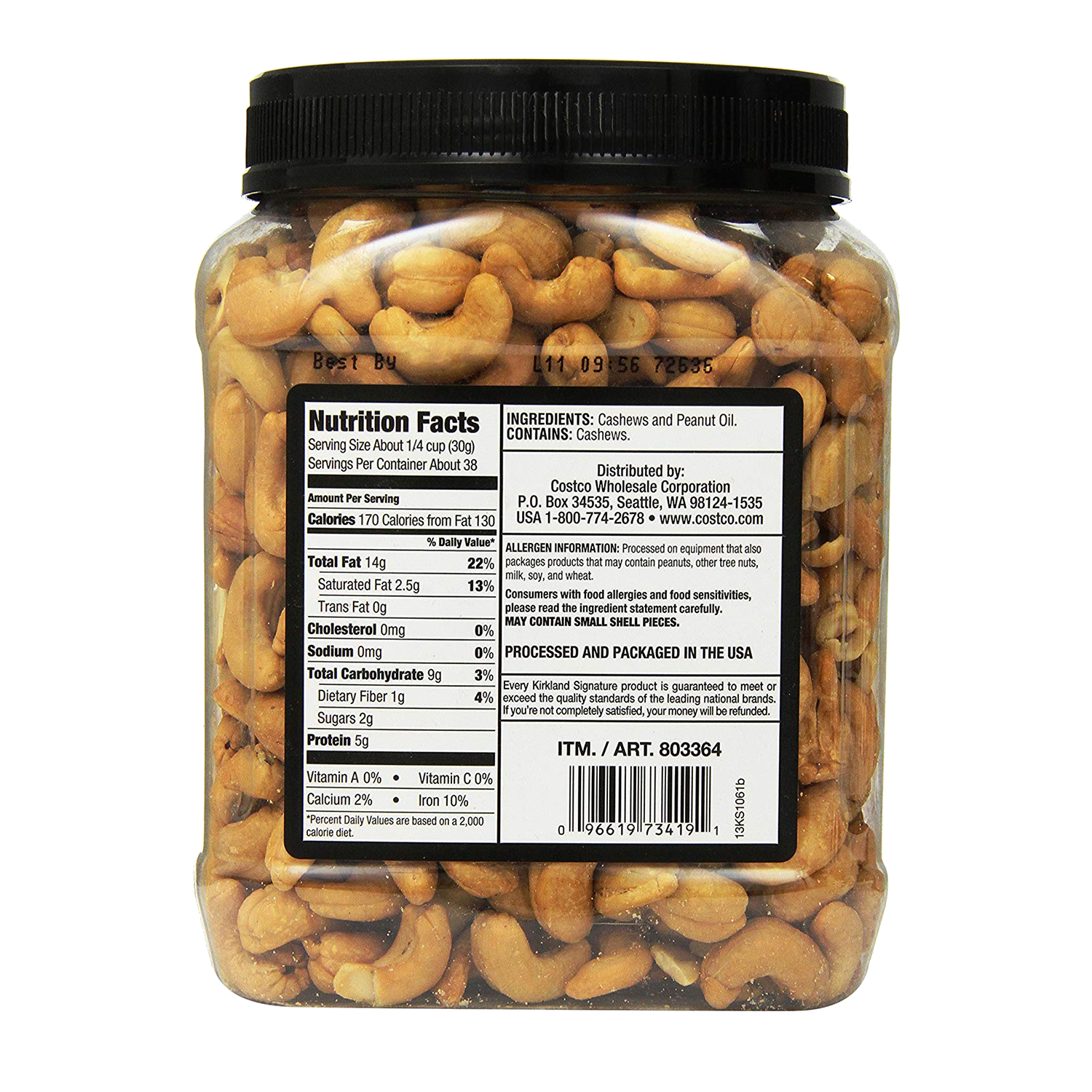 Kirkland Signature Cashews Whole Nuts Roasted Salted Unsalted