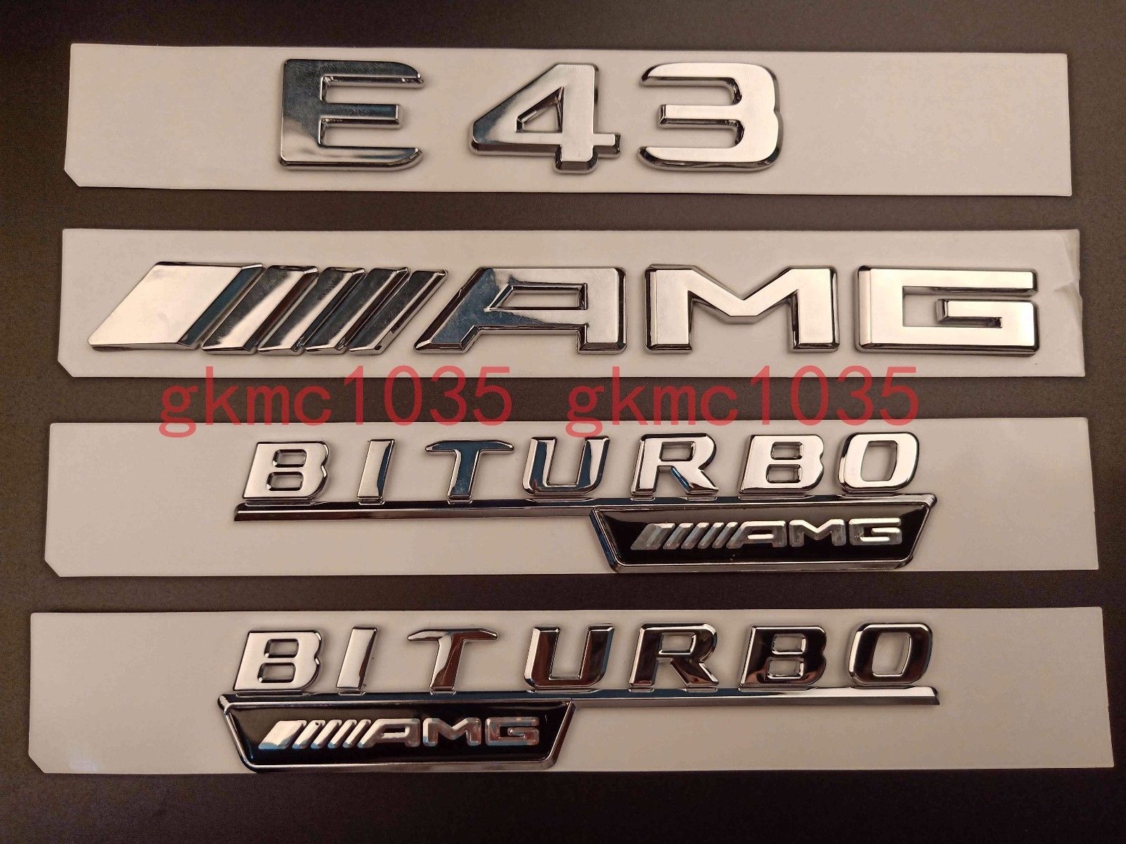 2018 Flat Chrome E43 AMG BITURBO AMG Emblem Badge Sticker For