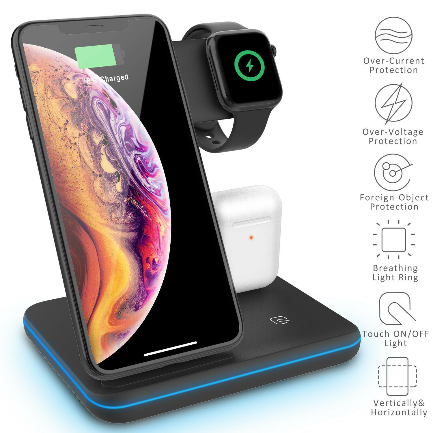 For Google Pixel 4 4 XL Qi Wireless Charger 3 In 1 Stand Fast Charging