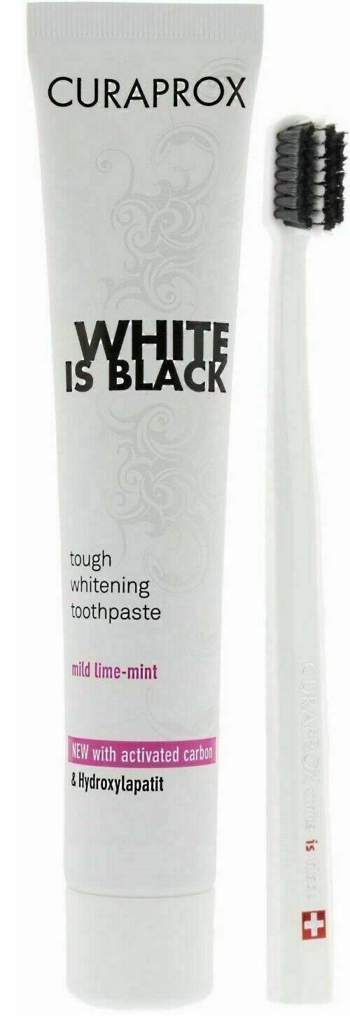 Curaprox White Is Black Toothbrush Whitening Fluoride Toothpaste Ml