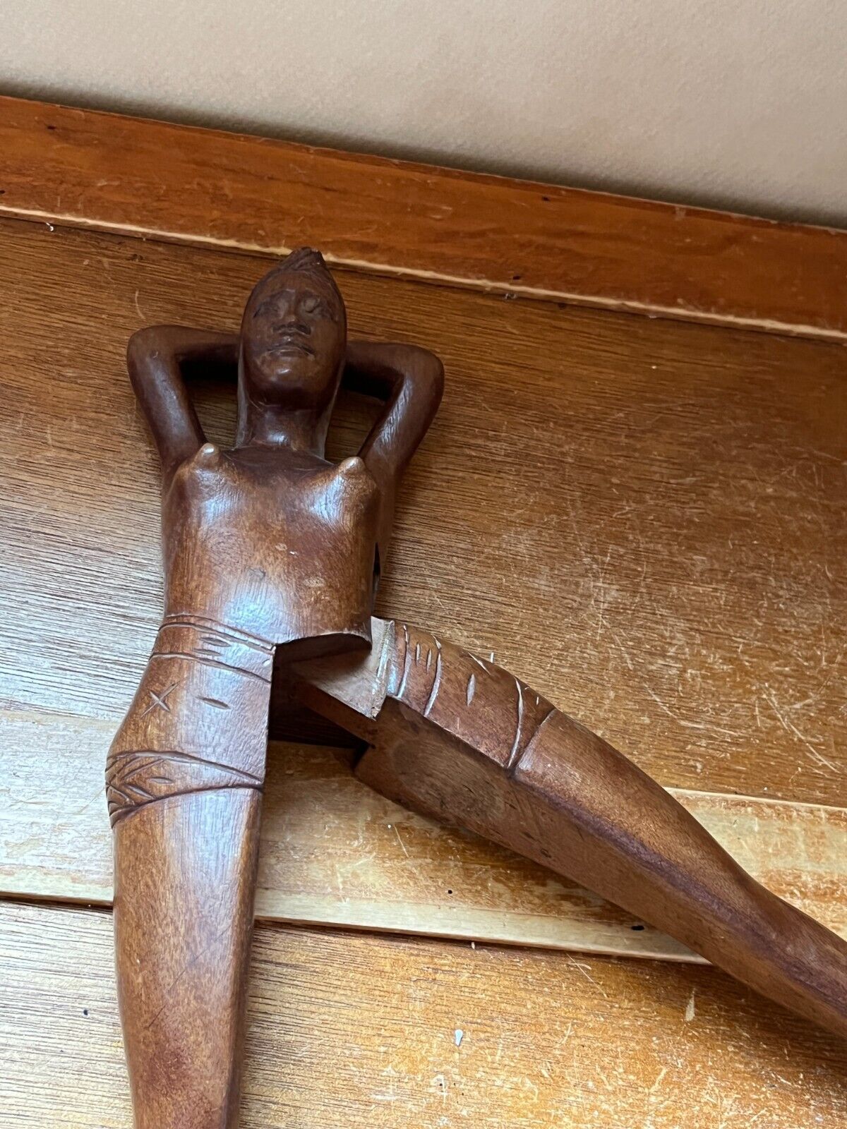 Large Carved Wood Nude Woman Nutcracker Conversation Piece Of Art