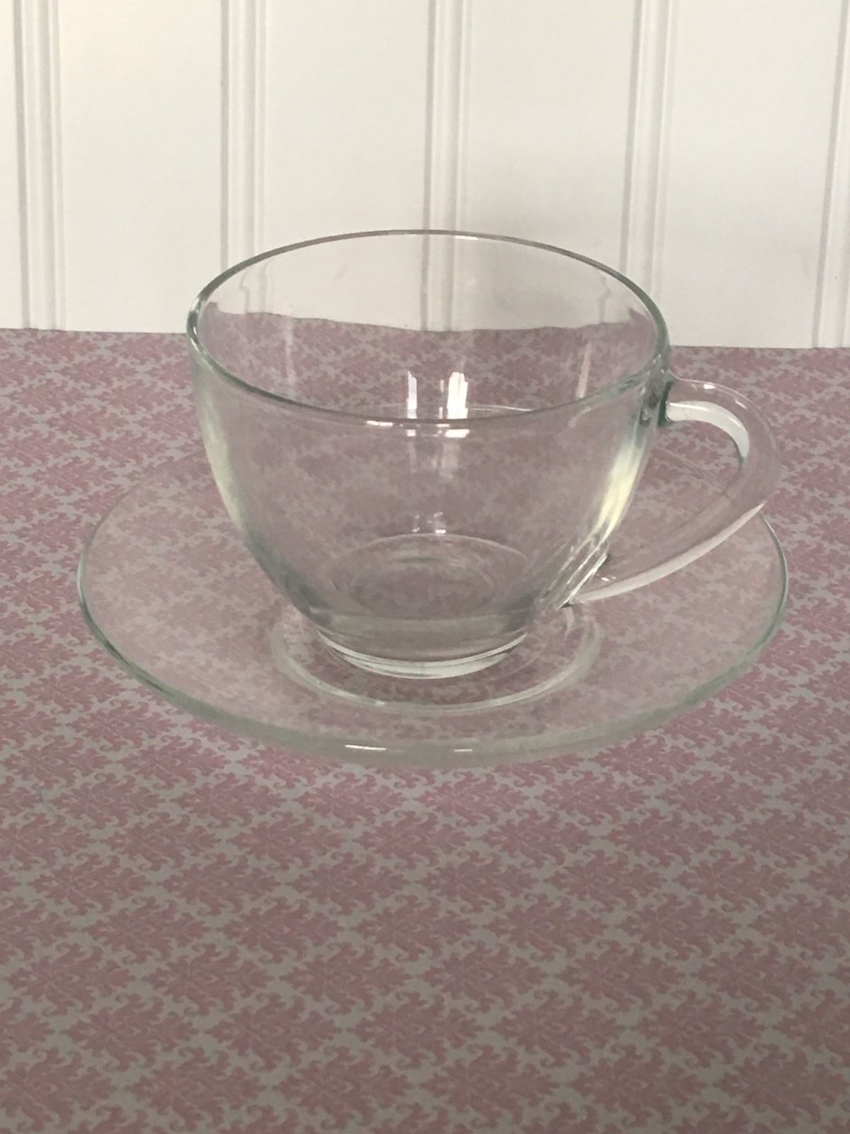 Vintage Arcoroc France Classique Clear Glass Cups And Saucers Set Of