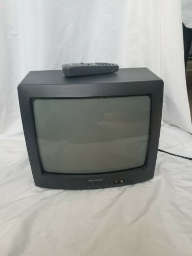 Vintage Sharp Crt Television Tv W Remote Control Retro Gaming