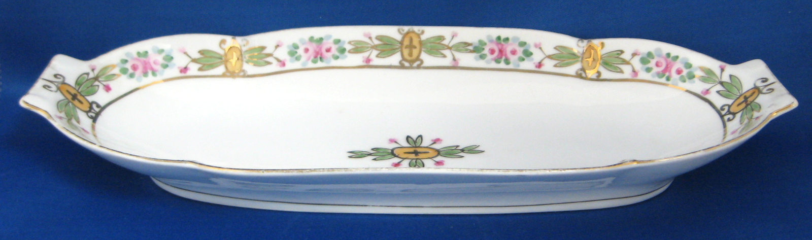 Nippon Celery Dish Hand Painted Roses Porcelain Oval Serving Dish S