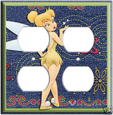 NEW DISNEY TINKERBELL GIRL DUPLEX 4 OUTLETS COVER PLATE