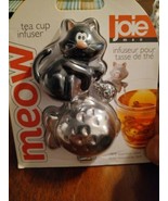 JOIE Meow Tea Cup Infuser Black Cat  Stainless Steel Ball Loose Strainer Sieve - $9.49