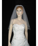 2T 2 Tier White Bridal Embroider Elbow Length Scallop Cut Edge Wedding V... - $9.99