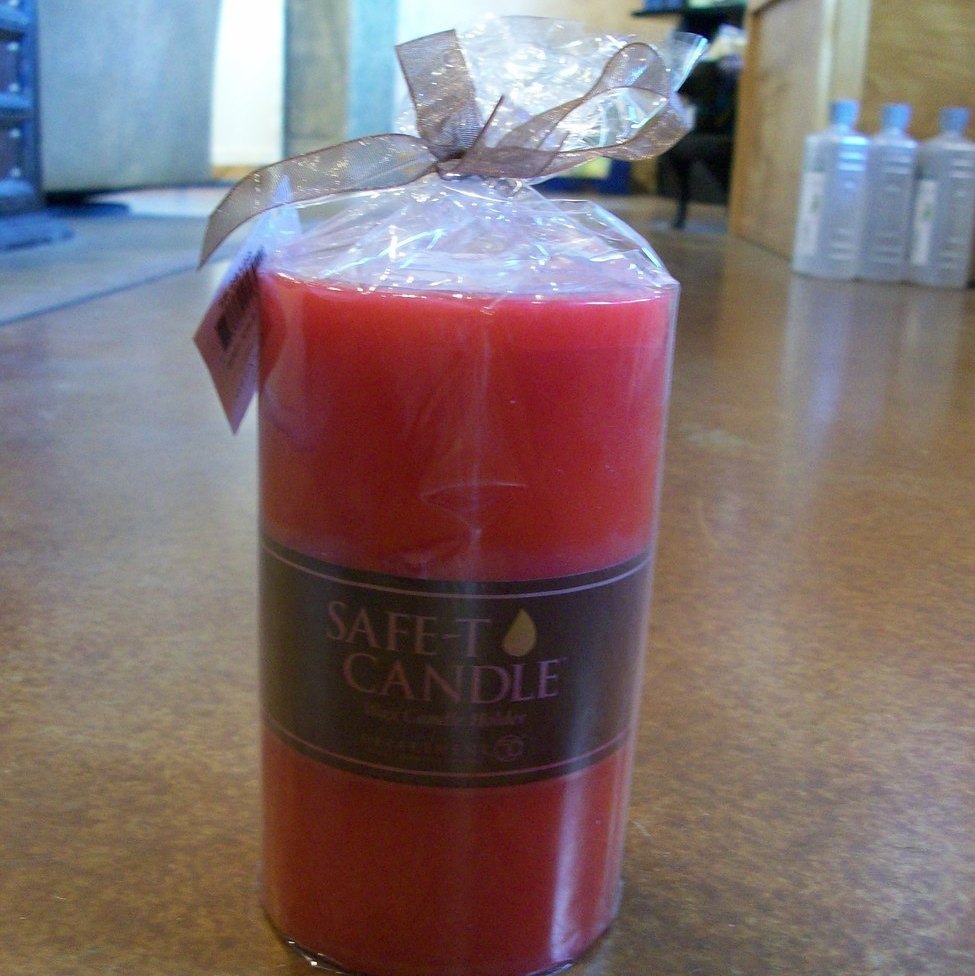 SafeT Pillar Candle, By Dept. 56, Red Wax, LED Safety Candle, New