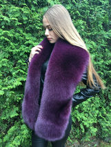 Fox Fur Boa 70' (180cm) Saga Furs Purple Fox Fur Stole Big Royal Collar Scarf image 4