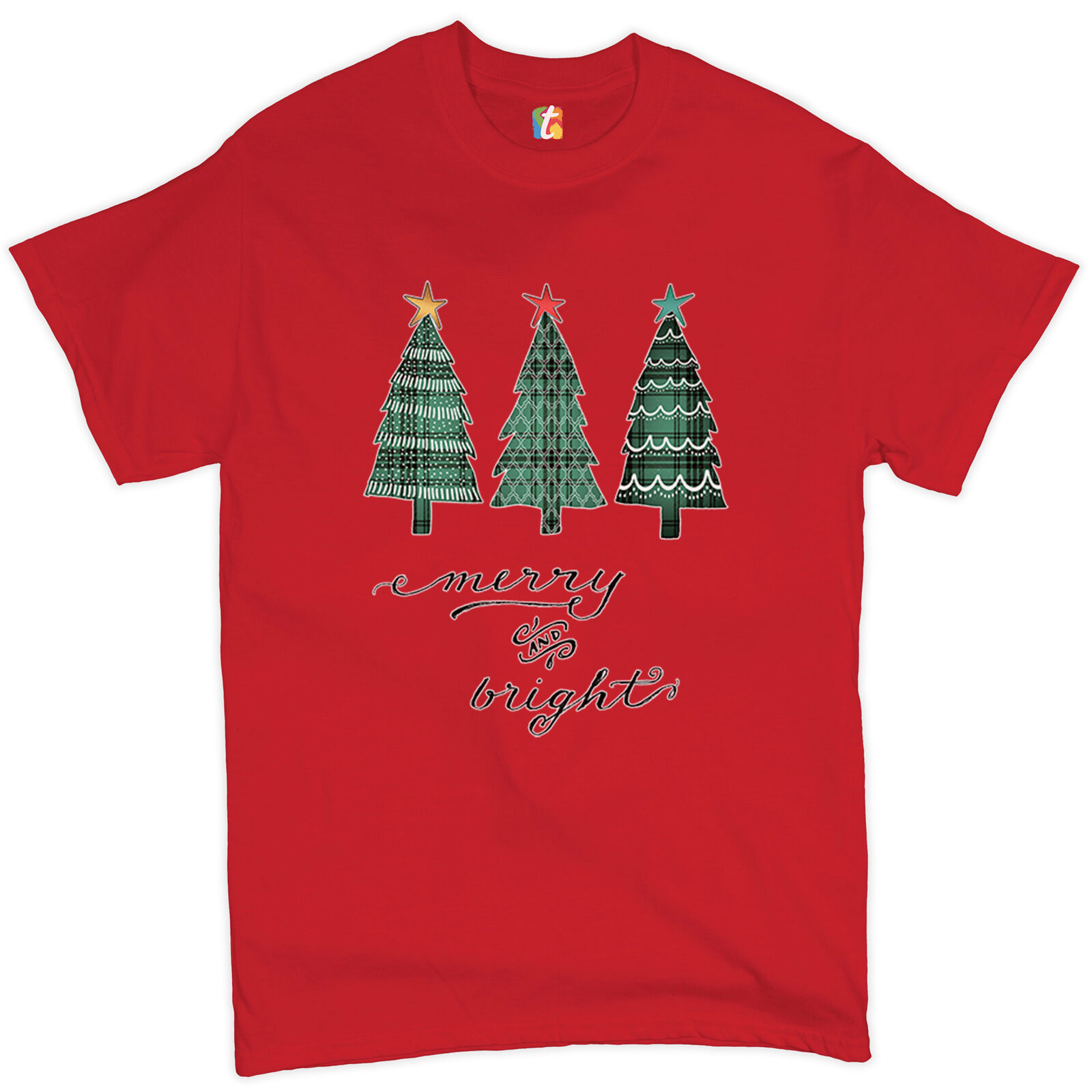 Merry and Bright T-shirt Christmas Tree Let it Snow Jingle Bells Men's ...