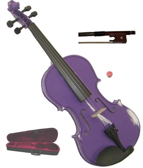 Bow Merano 1/10 Size Green Violin with Case Rosin Extra Set of Strings 