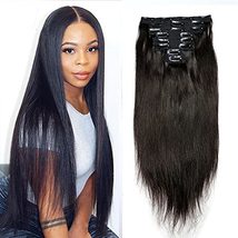 Silky Straight Clip in Human Hair Extension Brazilian Remy Clips on Hair Natural - $143.55
