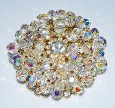 VTG JULIANA D&E Gold Tone Clear Rhinestone Dangle Crystal Flower Pin Brooch - $222.75